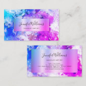 水ユニーク色スパークリー金箔美しい紫 名刺 (正面/裏面)