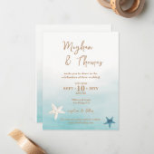 水ユニーク色ヒトデビーチテーマ結婚ズ ノートカード (正面/裏面インサイチュ)