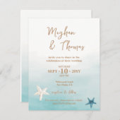 水ユニーク色ヒトデビーチテーマ結婚ズ ノートカード (正面/裏面)