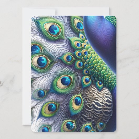 水ユニーク色ピーコック結婚式招待状 招待状 (裏面)