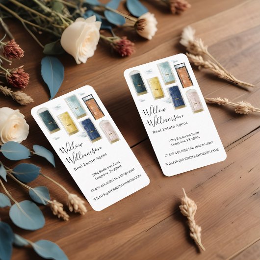 水ユニーク色フロントドア実在エステート 名刺