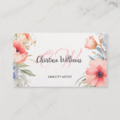 水ユニーク色フローラモノグラム 名刺 (正面)