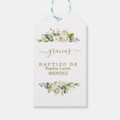 水ユニーク色ホワイトフラワーズボスペインのティゾ ギフトタグ (正面)