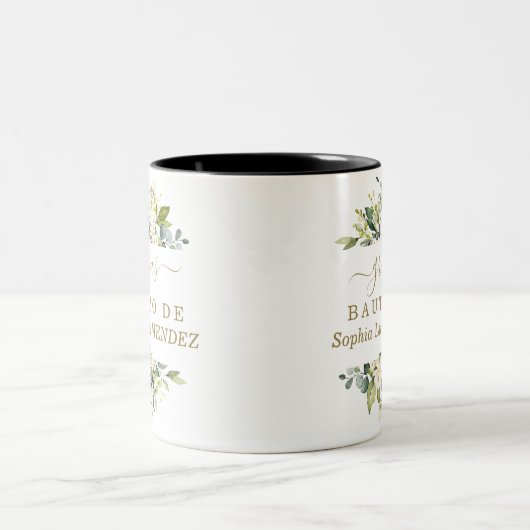 水ユニーク色ホワイトフラワーズボスペインのティゾ ツートーンマグカップ (中央)