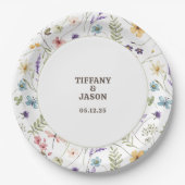 水ユニーク色ワイルドフラワー結婚ズ ペーパープレート (正面)