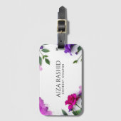 水ユニーク色抽象芸術紫モダン ラゲッジタグ (正面縦)