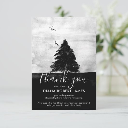 水ユニーク色景観タイポグラフィ悔やみや弔慰 サンキューカード (スタンド正面)