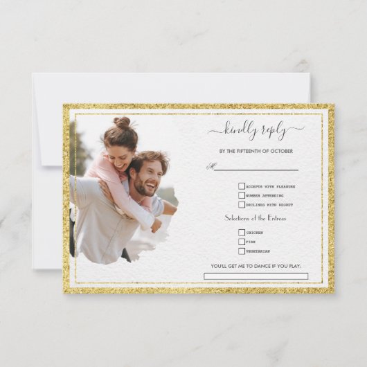 水ユニーク色破れた紙写真結婚の 出欠カード (正面)