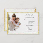 水ユニーク色破れた紙写真結婚の 出欠カード (正面/裏面)