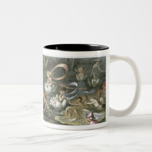 水ユリおよび水妖精、イラストレーションからの ツートーンマグカップ (右)