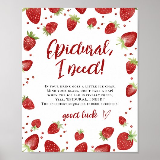 水ユーモアのある色いちご赤ちゃんシャワーシンボルや象徴 ポスター (正面)