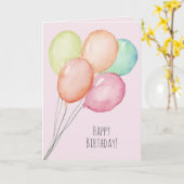 水ユーモアのある色風船ウーマン誕生日 カード (黄色い花)
