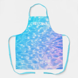 水リップルブルーリップルウォーターシック名前をカスタムする エプロン