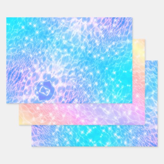 水リップル水質感シモダンックエレガント ラッピングペーパーシート (セット)