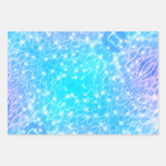 水リップル青い水のテクスチカッコいいッモダンク ラッピングペーパーシート (正面3)
