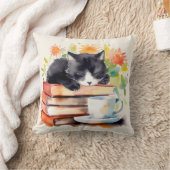 水リラックス色のコージー猫 クッション (ブランケット)