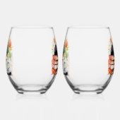 水リラックス色のコージー猫 ステムなしワイングラス (左)