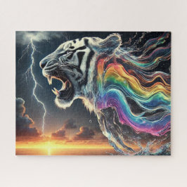 水レインボーネオンとホワイトタイガー ジグソーパズル