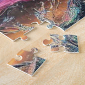 水レインボーネオンとホワイトタイガー ジグソーパズル (側面)