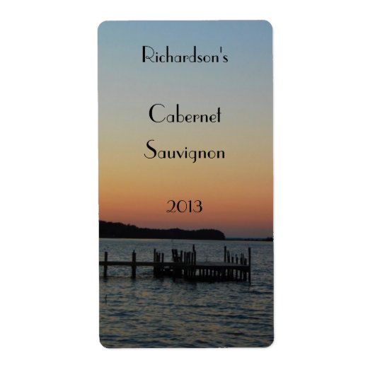 水ワインラベルの日没 ラベル (正面)