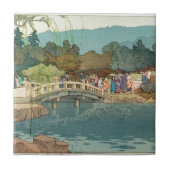 水ヴィンテージの日本のな芸術Ukiyo-E上の橋 タイル (正面)
