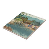 水ヴィンテージの日本のな芸術Ukiyo-E上の橋 タイル (側面)