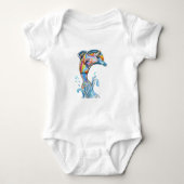 水上から飛び出す色鉛筆イルカ ベビーボディスーツ (正面)