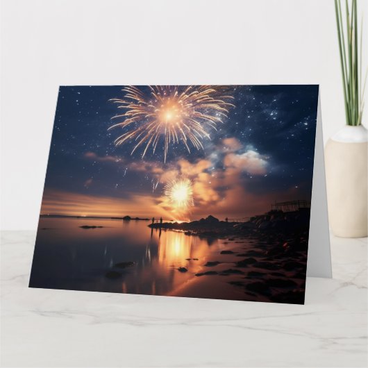 水上での素晴らしい花火 カード (正面)