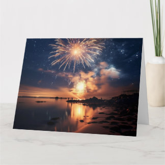 水上での素晴らしい花火 カード