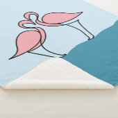 水上にピンクのフラミンゴを2つ シェルパブランケット (3/4)