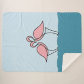 水上にピンクのフラミンゴを2つ シェルパブランケット (正面(横))