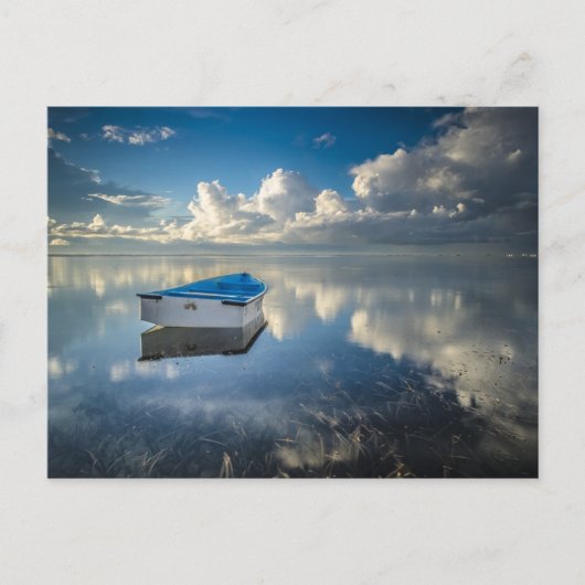 水上にボートを並べる ポストカード (正面)