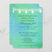 水上のストリングライトリハーサルディナー 招待状 (正面/裏面)