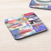 水上のセーリング水の色のペイニング コースター (左側)