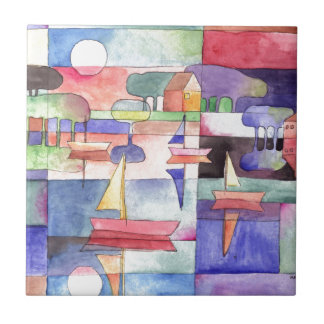 水上のセーリング水の色のペイニング タイル