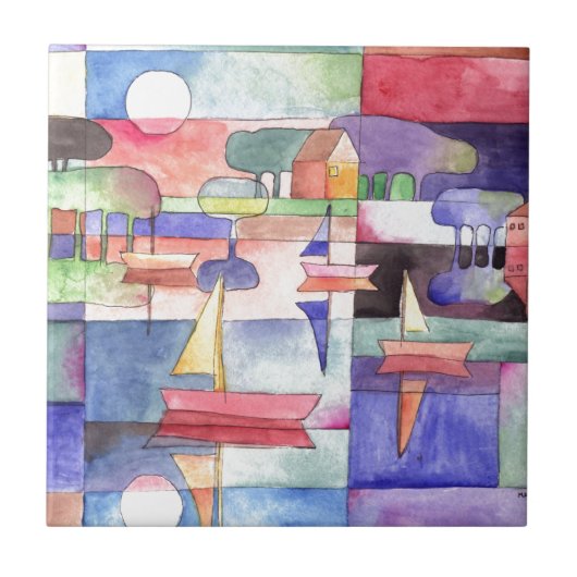 水上のセーリング水の色のペイニング タイル (正面)