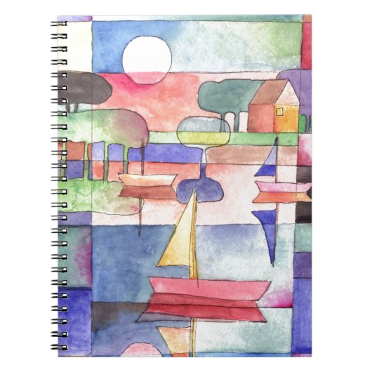 水上のセーリング水の色のペイニング ノートブック (正面)