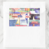 水上のセーリング水の色のペイニング 長方形シール (バッグ)