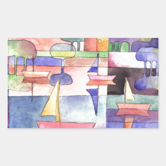 水上のセーリング水の色のペイニング 長方形シール (正面)