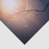 水上のピンクおよび青いファンタジーの光っている月 薄葉紙 (詳細)