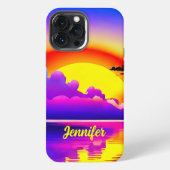 水上の夕日のサイン iPhoneケース (裏面)