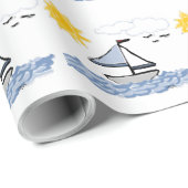 水上の帆船アニメーション ラッピングペーパー (ロールコーナー)