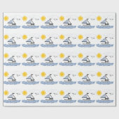 水上の帆船アニメーション ラッピングペーパー (フラット)