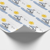 水上の帆船アニメーション ラッピングペーパー (角)