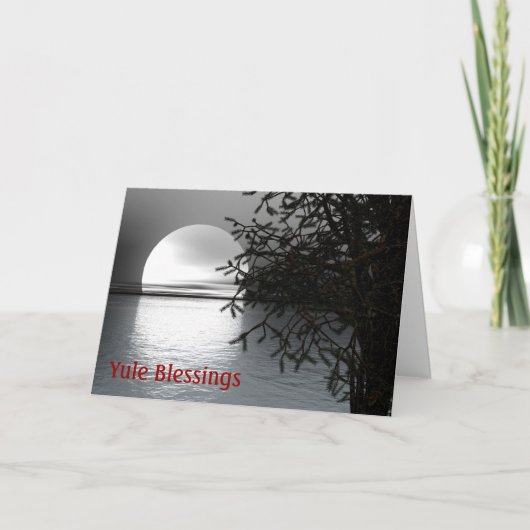 水上の月との冬至のユール(キリスト降誕祭) シーズンカード (正面)