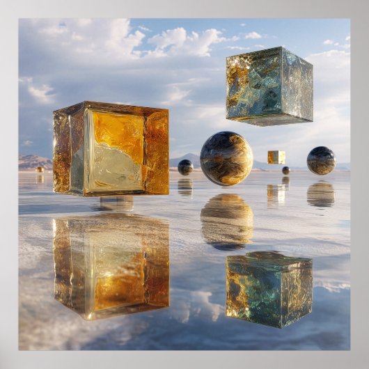 水上の浮動ジオメトリックバルブ ポスター (正面)