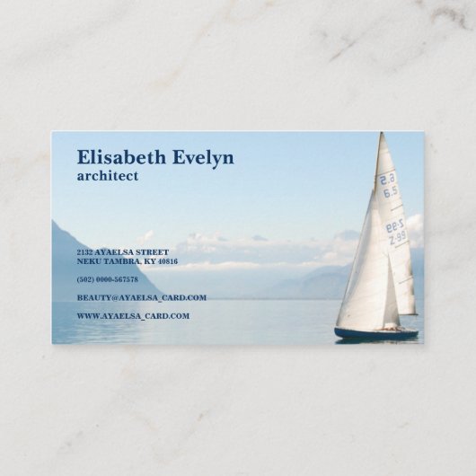 水上の白い帆船 名刺 (裏面)