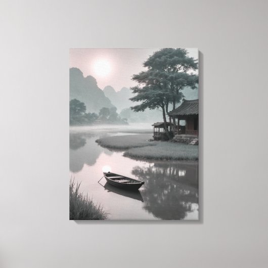 水上の船 キャンバスプリント (正面)