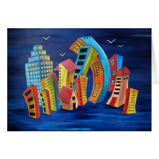 水上の都市のグリーティングカード (正面横)