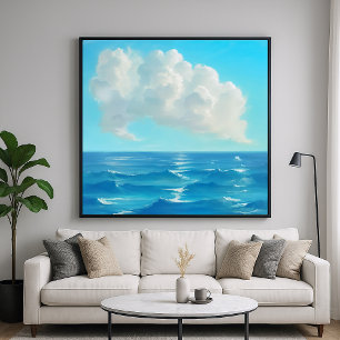 水上の雲 - 画家風の海景色 ポスター